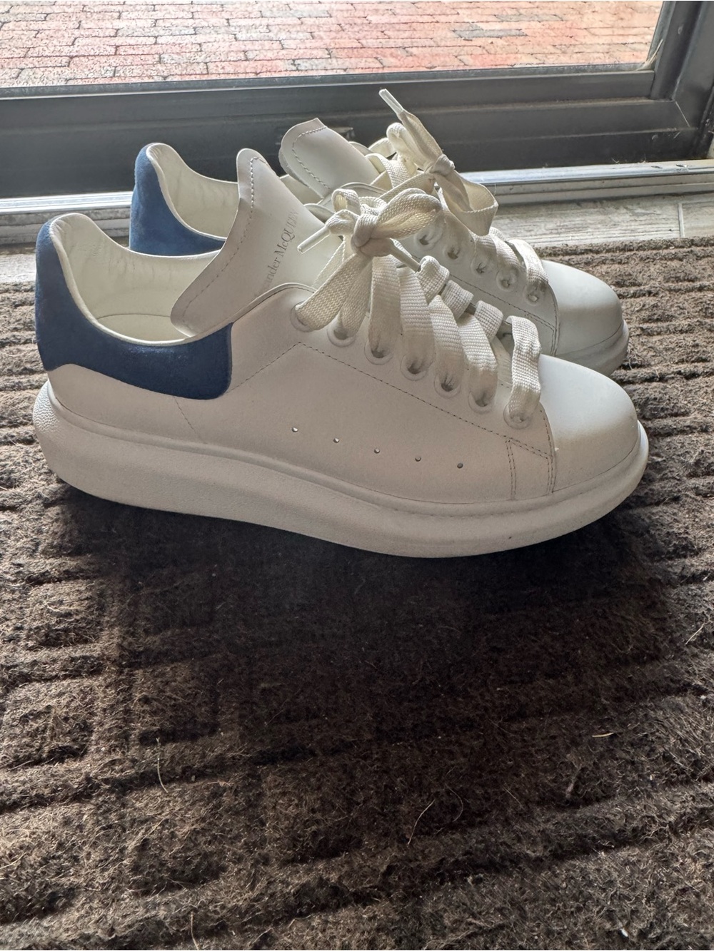 Alexander McQueen White Sneakers with Blue Heel Tab